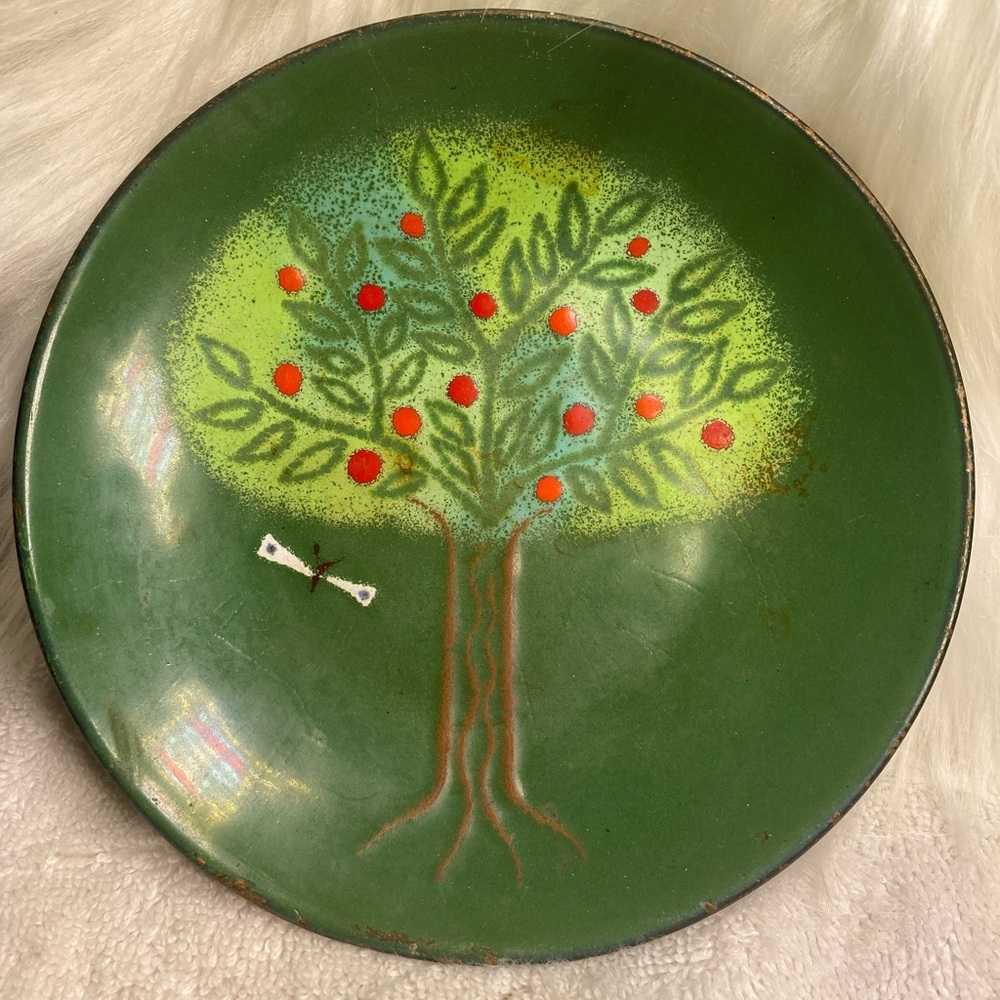 Decorative Plate Enamel on Copper by Wildweed Aspen from‎ an Estate Collection